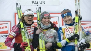 W środku Justyna Kowalczyk. Obyśmy jak najczęściej oglądali podobne obrazki