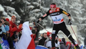 Justyna Kowalczyk na finiszu niedzielniego wyścigu.