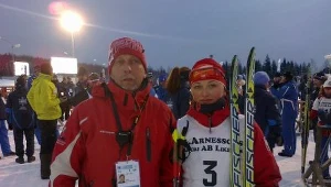 Monika Hojnisz z trenerem Adamem Kołodziejczykiem