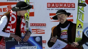Kamil Stoch i Adam Małysz na podium w Planicy Fot. Grzegorz Momot