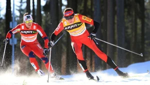 Marit Bjoergen (z lewej) i Justyna Kowalczyk