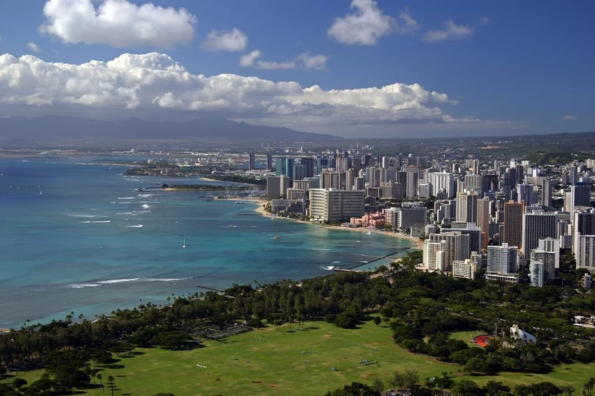 Słynna plaża surferów Waikiki