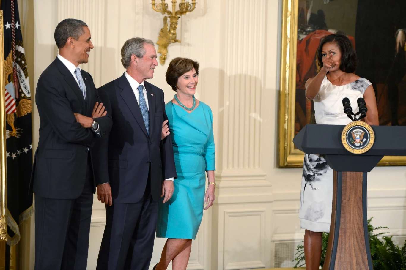 Była i obecna para prezydencka w czasie uroczystości