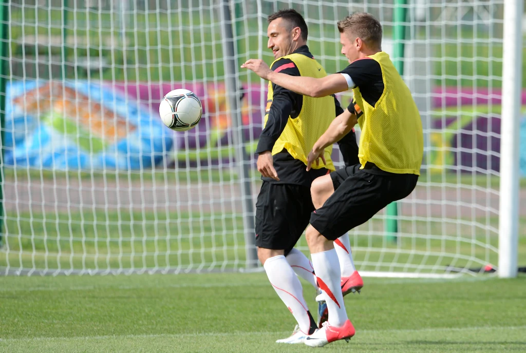 Podopieczni Franciszka Smudy w komplecie uczestniczyli w zajęciach. Na zdjęciu Marcin Wasilewski i Łukasz Piszczek