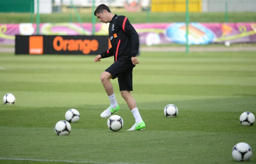 Podopieczni Franciszka Smudy w komplecie uczestniczyli w zajęciach. Na zdjęciu Robert Lewandowski