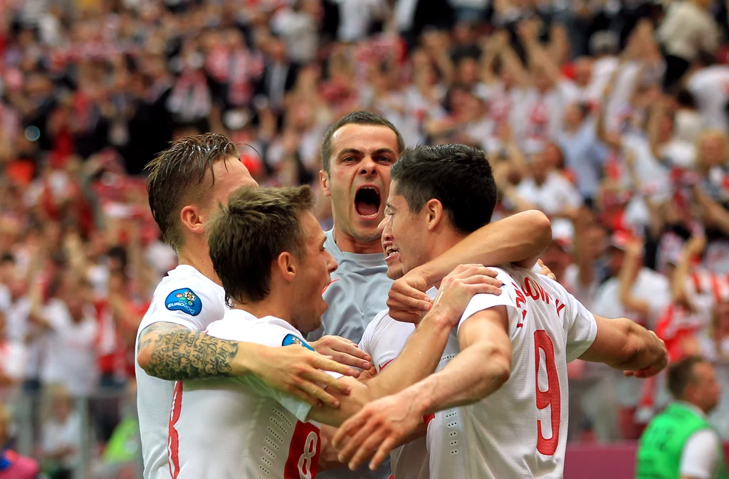 Radość reprezentacji Polski ze zdobytego gola Radość reprezentacji Polski ze zdobytego gola