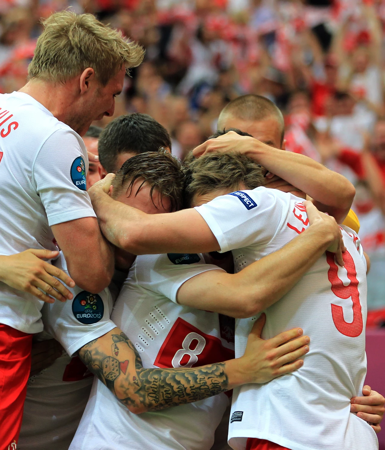 Radość reprezentacji Polski ze zdobytego gola Radość reprezentacji Polski ze zdobytego gola