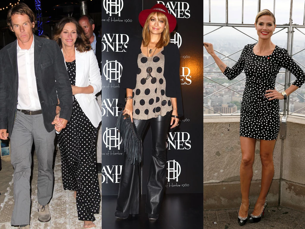 Wersja casualowa groszków: Julia Roberts, Nicole Richie i Heidi Klum