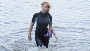 Magdalena Walach na planie serialu "Komisarz Alex"