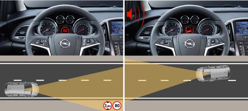 Kamera Opel Eye rozpoznaje znaki drogowe. Sprawdza też, czy kierowca nie opuszcza pasa ruchu. Kamera Opel Eye rozpoznaje znaki drogowe. Sprawdza też, czy kierowca nie opuszcza pasa ruchu.
