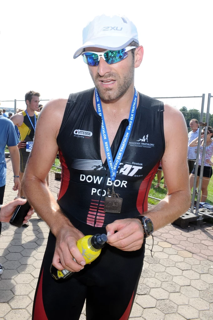 Maciej podczas triathlonu