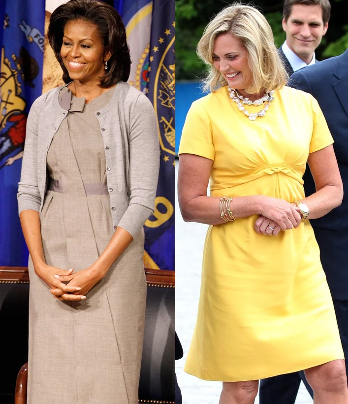 Styl Michelle Obamy często porównywany jest do Jackie Kennedy, choć są i tacy , jak np. Oscar de la Renta, którzy uważają jej stroje za kiczowate. Wciąż jednak ma więcej zwolenników niż przeciwników. Ann Romney dopiero uczy się, jak ważny jest wizerunek. Styliści na razie przekonali ją do noszenia intensywnych kolorów Styl Michelle Obamy często porównywany jest do Jackie Kennedy, choć są i tacy , jak np. Oscar de la Renta, którzy uważają jej stroje za kiczowate. Wciąż jednak ma więcej zwolenników niż przeciwników. Ann Romney dopiero uczy się, jak ważny jest wizerunek. Styliści na razie przekonali ją do noszenia intensywnych kolorów