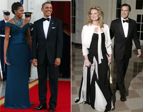 Podczas gdy Michelle Obama wygrywa kolejne plebiscyty na najlepiej ubraną kobietę świata, Ann Romney wciąć woli klasykę. Poza tym należy do Kościoła mormońskiego, więc nie wolno jej się stroić i nosić zbyt wiele biżuterii Podczas gdy Michelle Obama wygrywa kolejne plebiscyty na najlepiej ubraną kobietę świata, Ann Romney wciąć woli klasykę. Poza tym należy do Kościoła mormońskiego, więc nie wolno jej się stroić i nosić zbyt wiele biżuterii