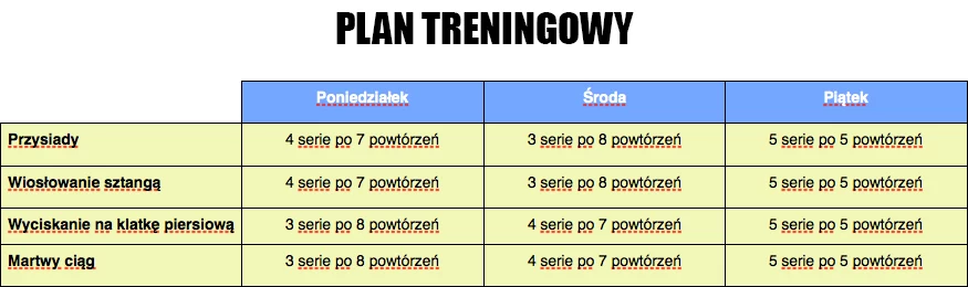 Plan treningowy