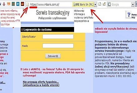 Zrzut prawdziwej strony do logowania w mBanku.