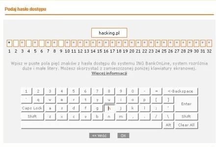 Zmieniające się tło, kolor litery oraz efekt głębi. Gratka dla potencjalnego włamywacza.