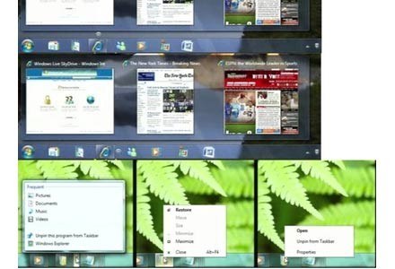 Część projektów, których nie zastosowano w Windows 7