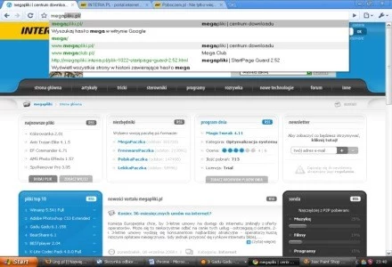 Strona megapliki w przeglądarce Google Chrome