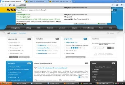 Strona megapliki w przeglądarce Google Chrome Strona megapliki w przeglądarce Google Chrome