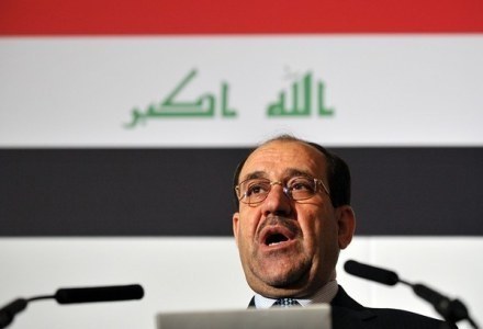 Premier Nuri al-Maliki podczas przemówienia w Londynie