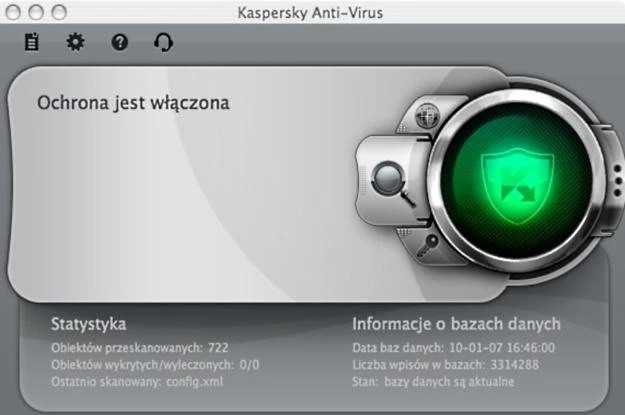 Kaspersky w wersji dla komputerów Mac - jedno z menu