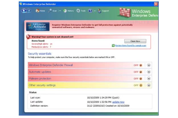 Fałszywy program Windows Enterprise Defender