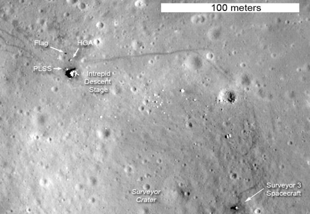 Jedno ze zdjęć uwieczniających miejsce lądowania astronautów.   Fot. LRO