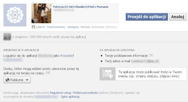 Należy uważnie czytać, jakie uprawnienia ma dana aplikacja na Facebooku. I klikać z rozsądkiem