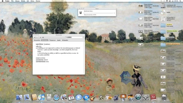 Po lewej wbudowany słownik angielsko-angielski. Mac OS z pewnością nie jest useless