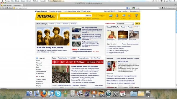 A to Firefoks w wersji dla Maca. Stronę można oczywiście powiększyć na całą szerokość ekranu. Na 21 calach jest naprawdę ogromna!
