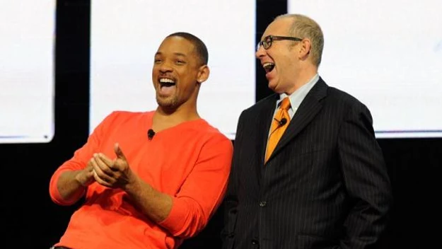 Aktor Will Smith i reżyser Barry Sonnenfeld promują film "Faceci w czerni 3" podczas konferencji Sony