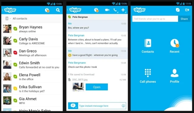 Skype na Androida Skype na Androida