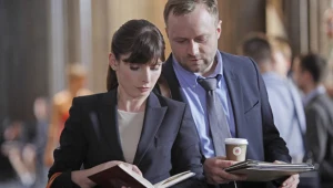Agnieszka Dygant i Leszek Lichota na planie "Prawa Agaty" 