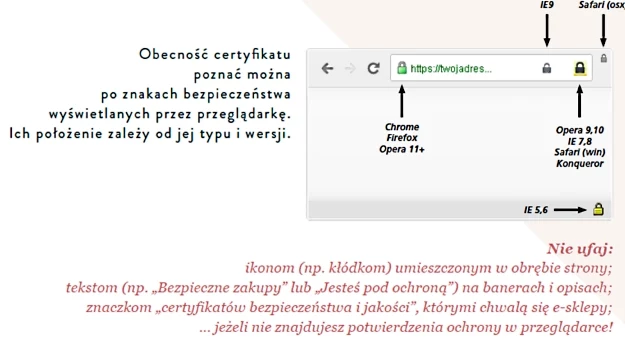 Jak poznać, że strona jest bezpieczna - ilustracja z raportu "Bezpieczeństwo zakupów w polskich sklepach internetowych"