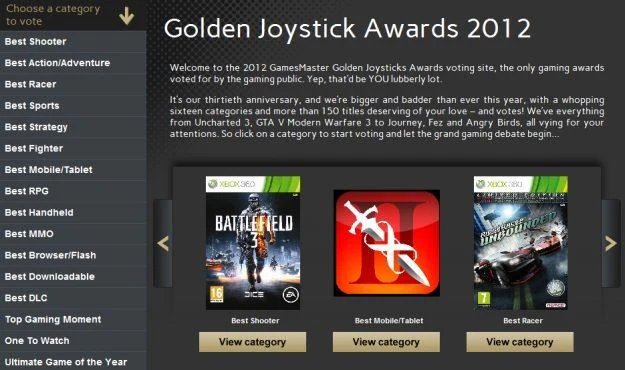 Złote Dżojstiki 2012 - nominacje ogłoszone Złote Dżojstiki 2012 - nominacje ogłoszone