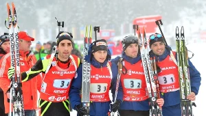 Zwycięzcy: Simon Fourcade, Jean Guillaume Beatrix, Alexis Boeuf i Martin Fourcade