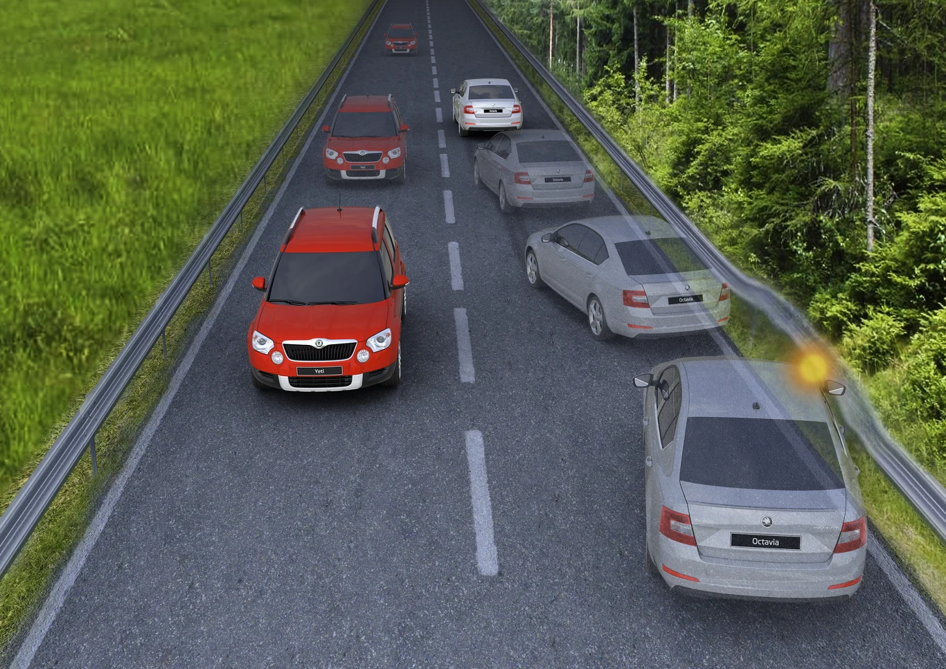 Urządzenie to automatycznie hamuje auto po rozpoznaniu kolizji nawet, jeśli kierowca nie naciska środkowego pedału. Hamowanie odbywa się dopóki prędkość nie spadnie poniżej 10 km/h. Urządzenie to automatycznie hamuje auto po rozpoznaniu kolizji nawet, jeśli kierowca nie naciska środkowego pedału. Hamowanie odbywa się dopóki prędkość nie spadnie poniżej 10 km/h.