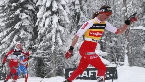 Justyna Kowalczyk na trasie biegu łączonego