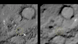 Krater wytworzony uderzeniem "pocisku" wysłanego przez sondę Deep Impact