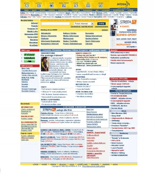 Strona główna INTERIA.PL z 21 kwietnia 2003 r.