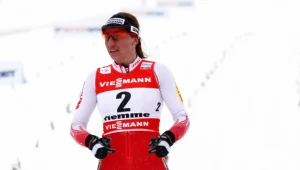 Justyna Kowalczyk na mecie w finale sprintu