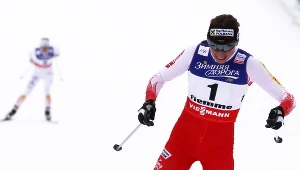 Justyna Kowalczyk na mecie biegu łączonego