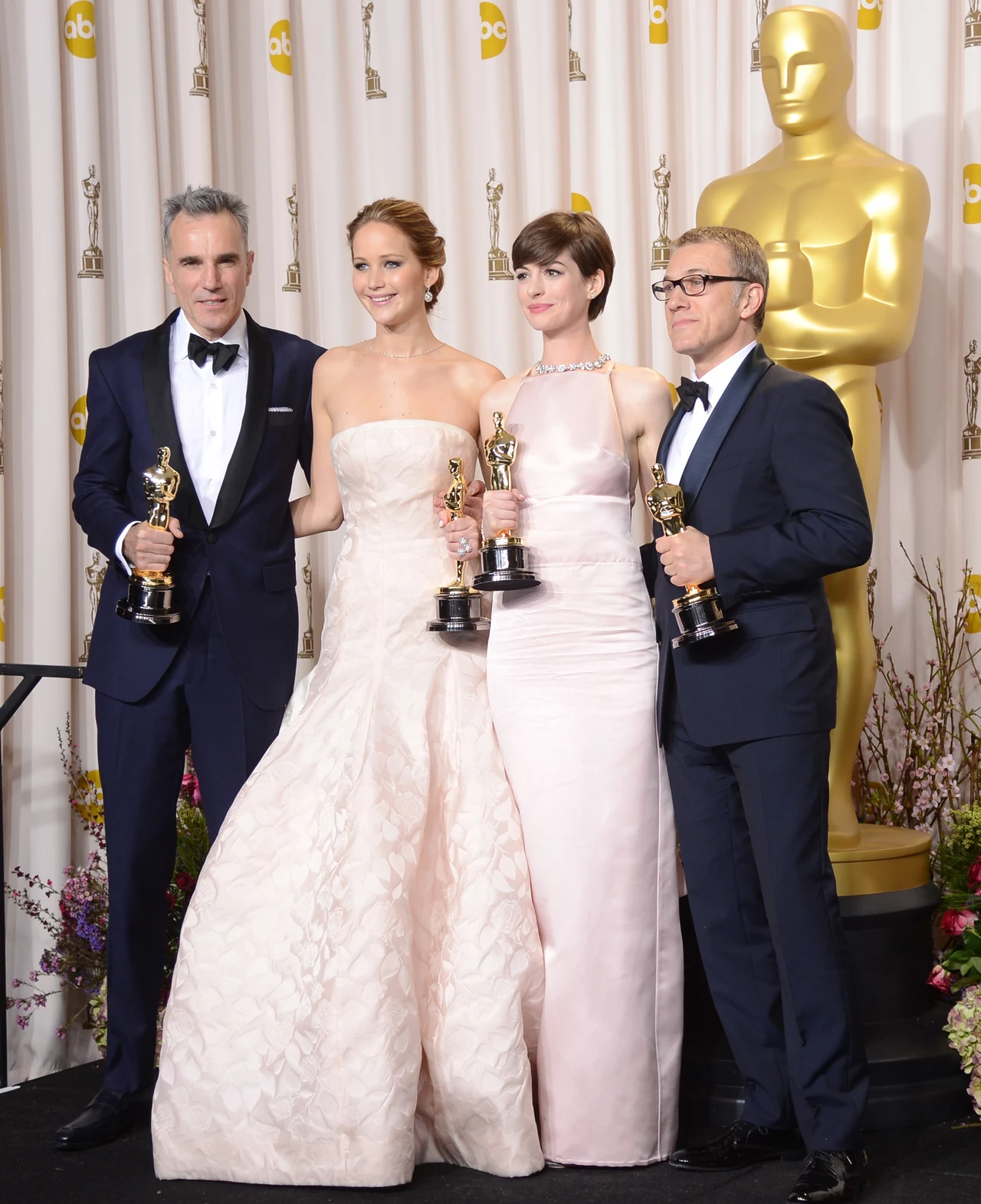 Daniel Day-Lewis, Jennifer Lawrence, Anne Hathaway, Christoph Waltz Daniel Day-Lewis, Jennifer Lawrence, Anne Hathaway, Christoph Waltz