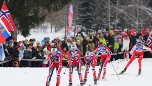 Od lewej Marit Bjoergen, Therese Johaug, Kristin Stoermer Steira, Heidi Weng i Justyna Kowalczyk