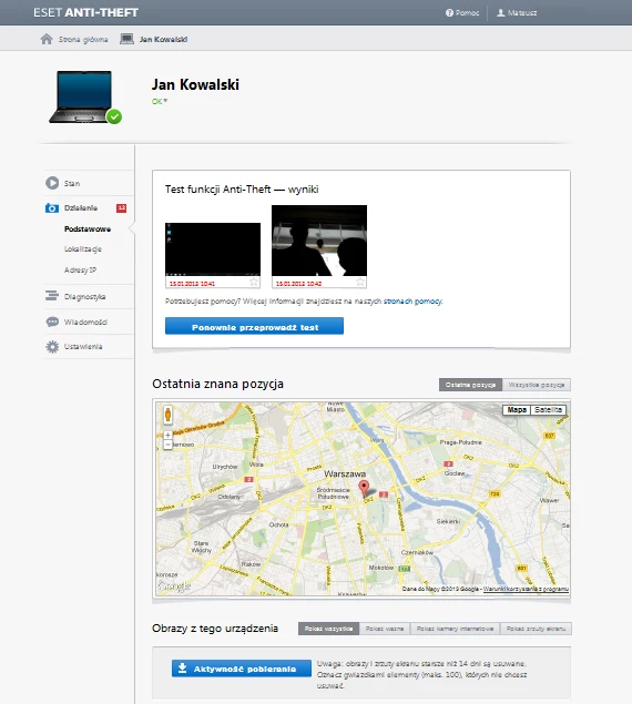 Lokalizacja laptopa z pomocą Eset Anti-Theft