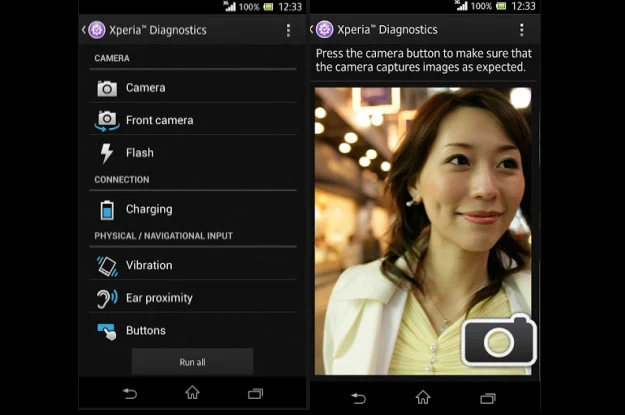 Aplikacja Xperia Diagnostics - zrzuty ekranu z wersji anglojęzycznej Aplikacja Xperia Diagnostics - zrzuty ekranu z wersji anglojęzycznej