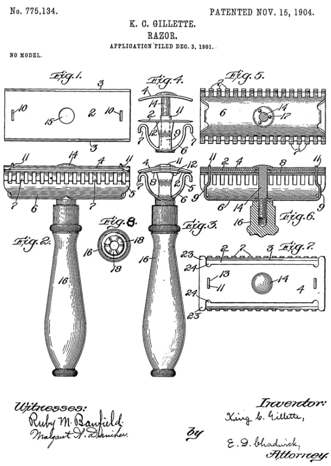 Patent Gillette'a na maszynkę do golenia