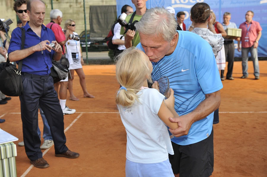 Jan Englert z córką Jan Englert z córką