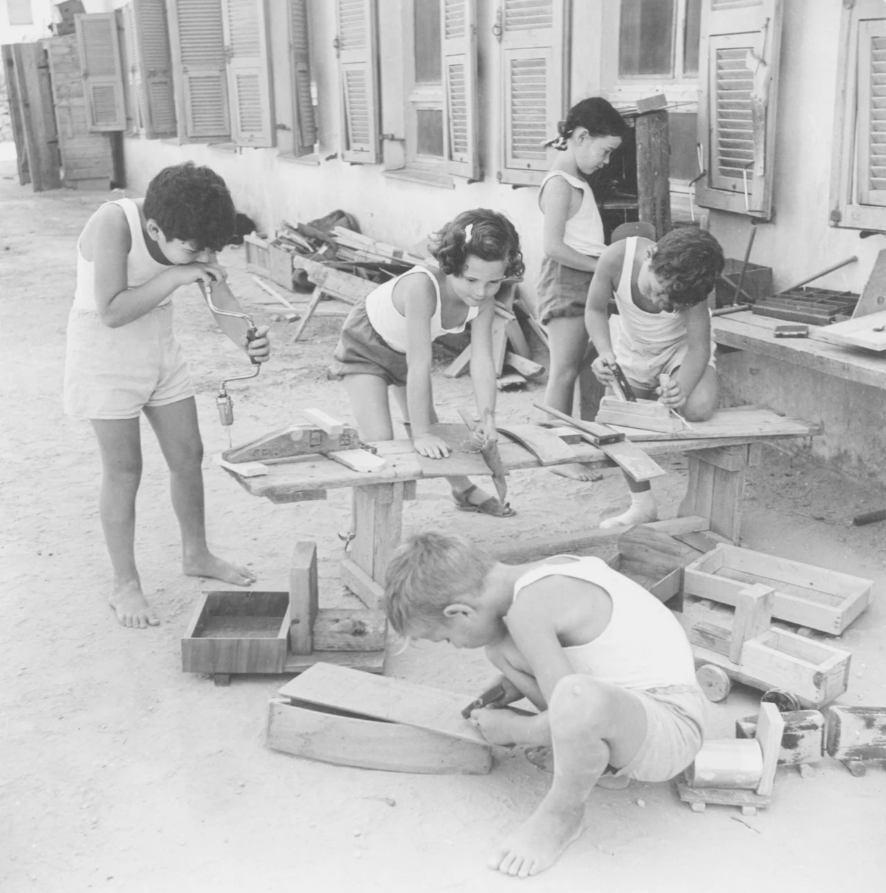 Życie codzienne dzieci w kibucach, kibuc Givat Brenner 1950 Życie codzienne dzieci w kibucach, kibuc Givat Brenner 1950