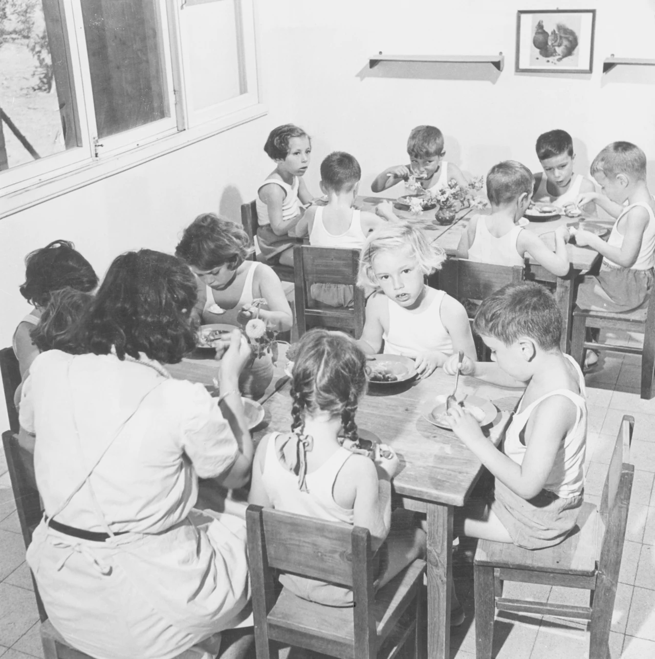 Życie codzienne dzieci w kibucach, kibuc Givat Brenner 1950 Życie codzienne dzieci w kibucach, kibuc Givat Brenner 1950